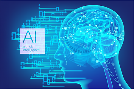 Ansikte framför en digital bakgrund. EU planerar att införa en ny AI lagstiftning, kallad AI Act, för att reglera användningen av AI.